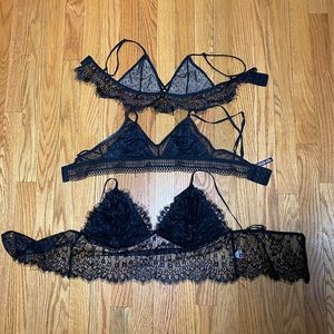 NWOT Bundle of 3 pieces!! Assorted black lace bralette tops